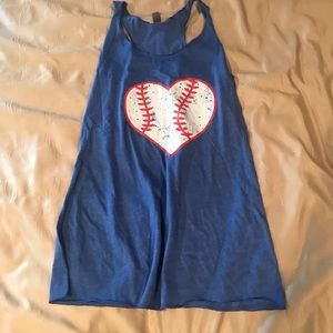 Blue “baseball love” flowy tank